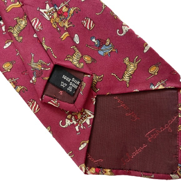 Salvatore Ferragamo Egypt Pharaoh Tiger Elephant Men’s Neck Tie - Picture 7 of 8